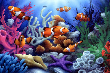 Diamond Painting Aquarium Nemo met Ronde steentjes 100x70cm - Beste Kwaliteit